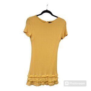 Lulu's Yellow Short Sleeve Mini Dress Size Small Ruffle Hem